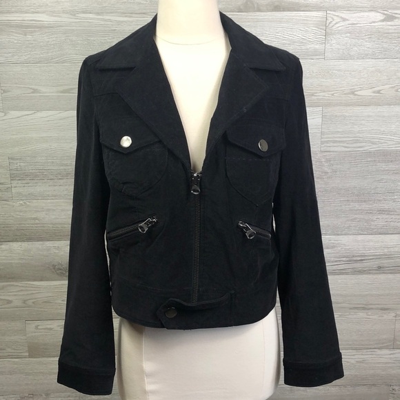 One Girl Who Jackets & Blazers - One Girl Who Velvet Black Moto Jacket